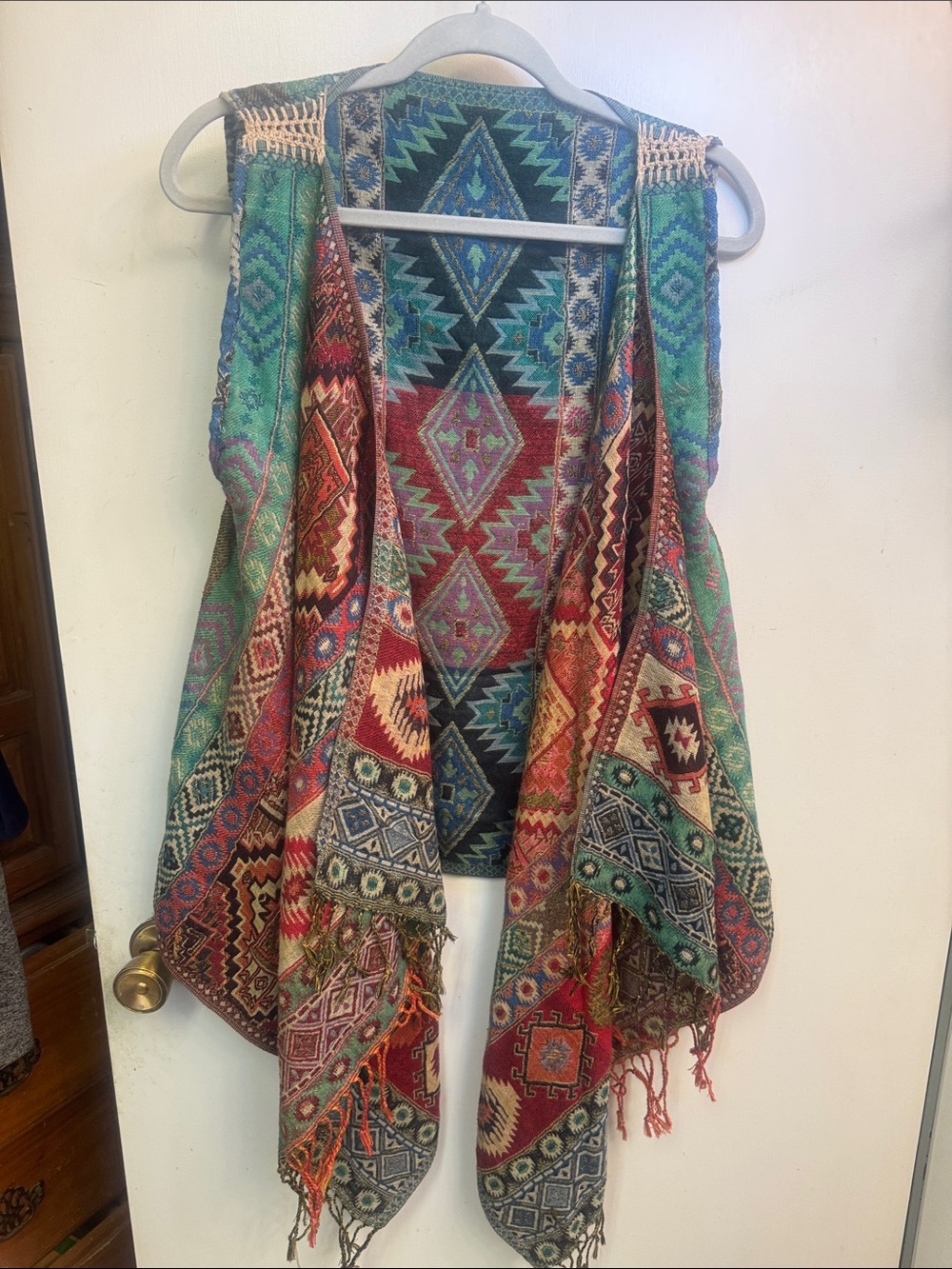 Bohemian Multi-Color Woven Accent Vest - Unbranded